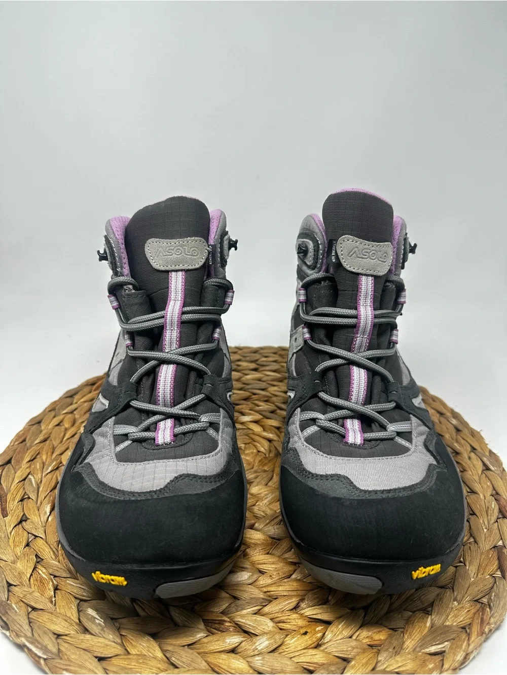 Asolo Athena Hiking Vibram Waterproof Boots Mid Gray Pink Size 11 Women's